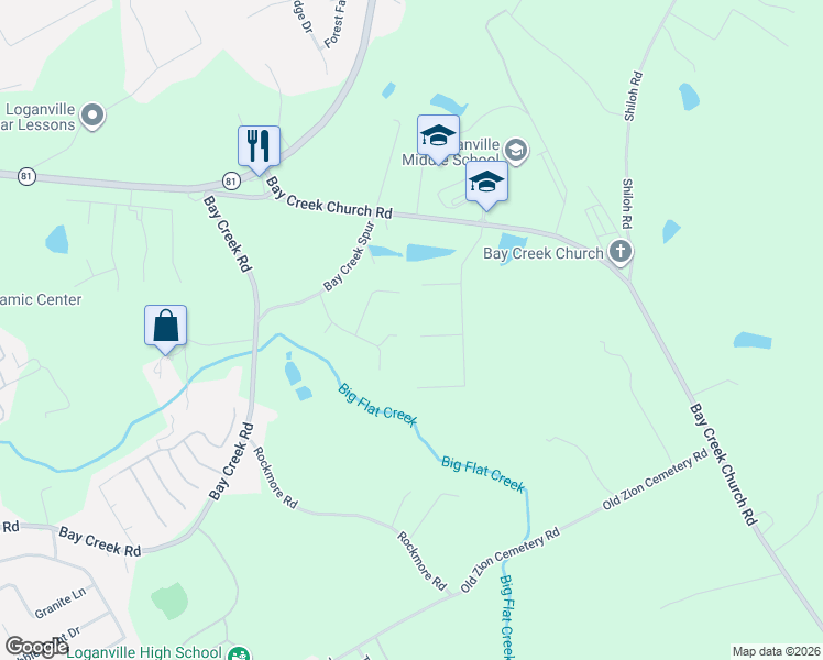 map of restaurants, bars, coffee shops, grocery stores, and more near 1811 Brookeshade Court in Loganville