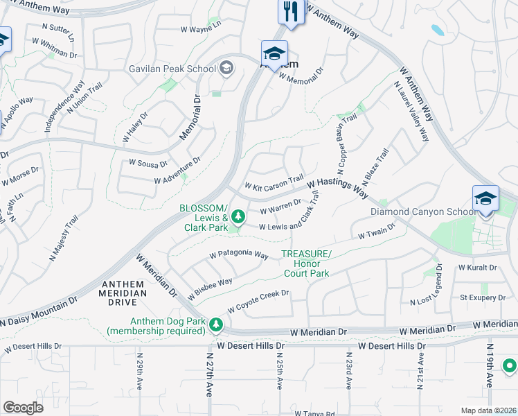map of restaurants, bars, coffee shops, grocery stores, and more near 2542 West Warren Drive in New River