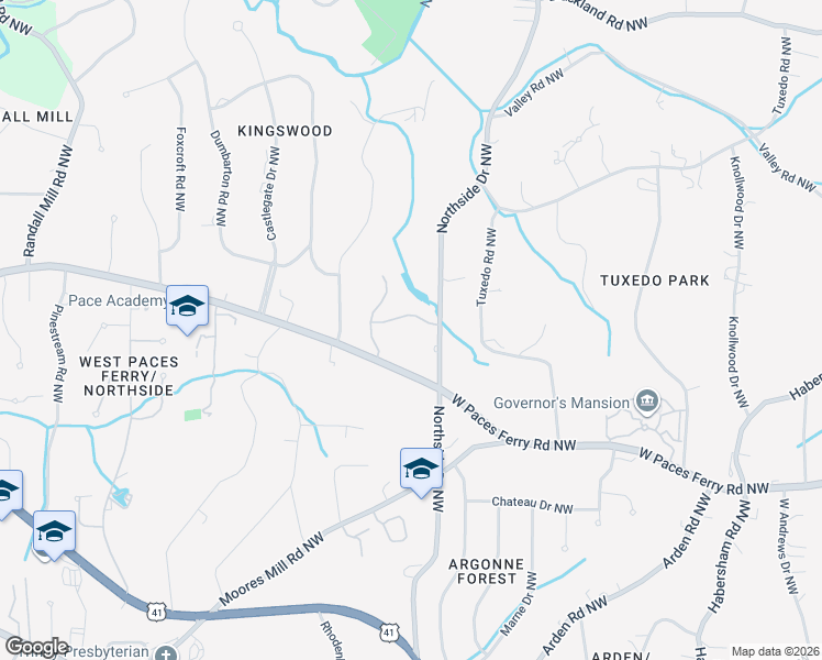 map of restaurants, bars, coffee shops, grocery stores, and more near 3360 Northside Drive Northwest in Atlanta