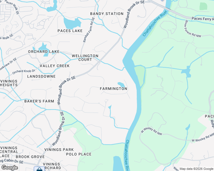 map of restaurants, bars, coffee shops, grocery stores, and more near 3091 Farmington Drive Southeast in Atlanta