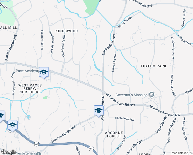 map of restaurants, bars, coffee shops, grocery stores, and more near 3360 Northside Drive Northwest in Atlanta