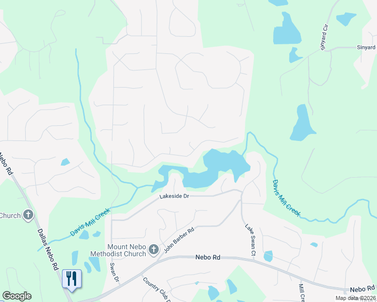map of restaurants, bars, coffee shops, grocery stores, and more near 401 Lakeview Ln in Hiram