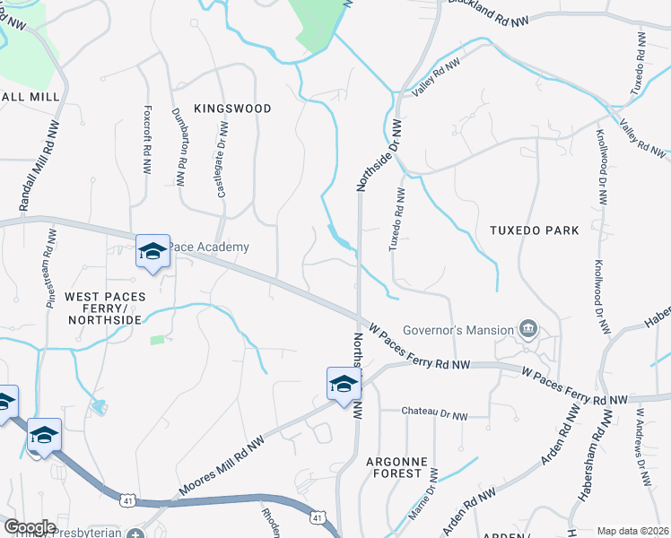 map of restaurants, bars, coffee shops, grocery stores, and more near 3360 Northside Drive Northwest in Atlanta