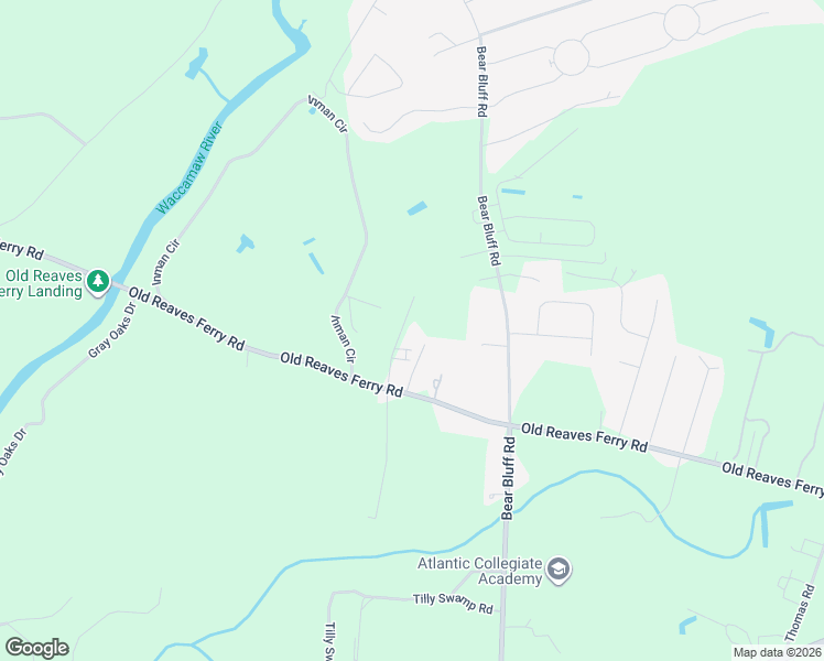 map of restaurants, bars, coffee shops, grocery stores, and more near 7191 Old Reaves Ferry Road in Conway