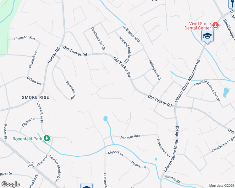 map of restaurants, bars, coffee shops, grocery stores, and more near 2199 Ivey Creek Way in Stone Mountain