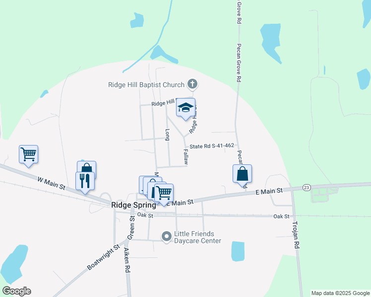 map of restaurants, bars, coffee shops, grocery stores, and more near 422 Hazzard Circle in Ridge Spring