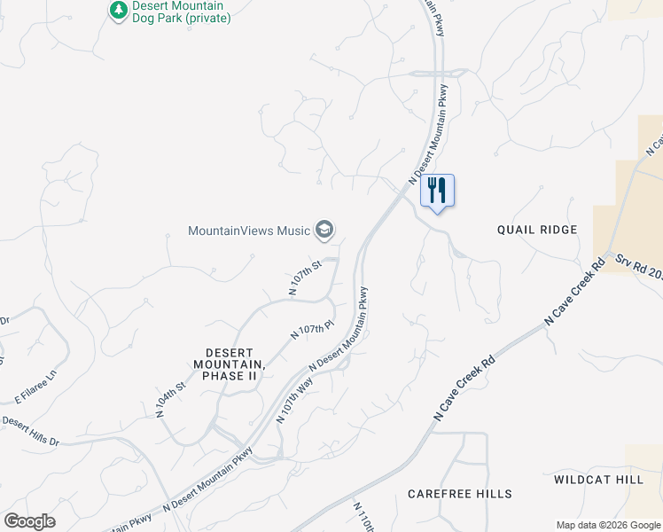 map of restaurants, bars, coffee shops, grocery stores, and more near 40138 North 107th Place in Scottsdale