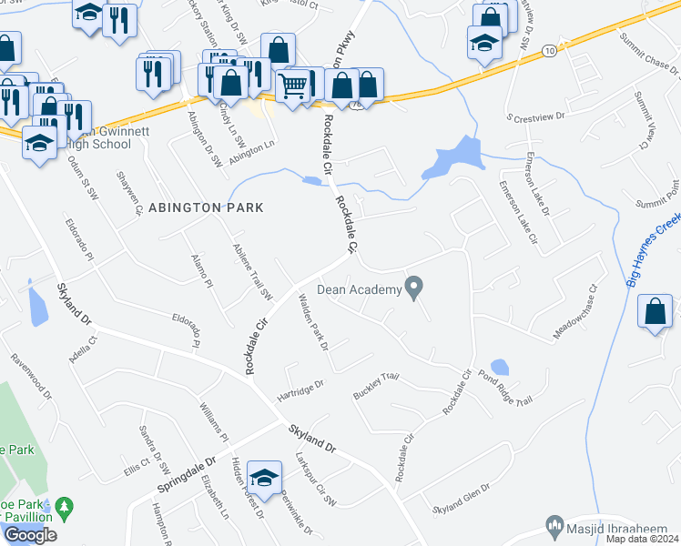map of restaurants, bars, coffee shops, grocery stores, and more near 2011 Jayson Way in Snellville