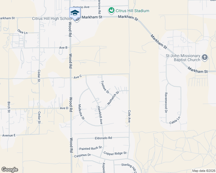 map of restaurants, bars, coffee shops, grocery stores, and more near 18606 Toehee Street in Perris