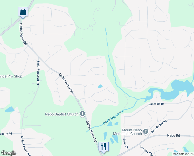 map of restaurants, bars, coffee shops, grocery stores, and more near 90 Camden Woods Place in Dallas