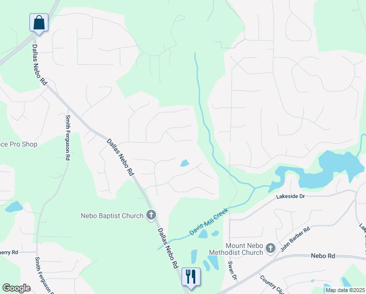 map of restaurants, bars, coffee shops, grocery stores, and more near 96 Camden Woods Place in Dallas
