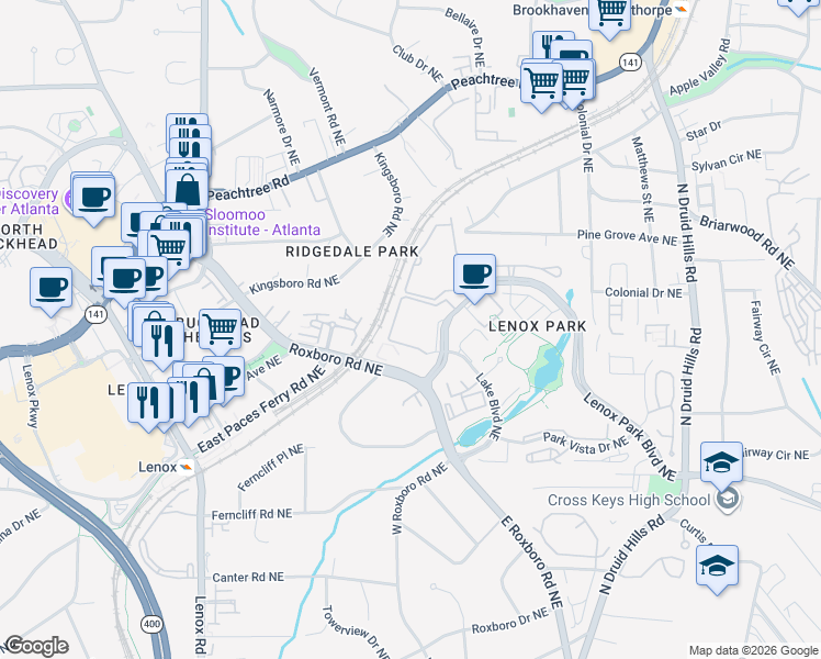 map of restaurants, bars, coffee shops, grocery stores, and more near in 