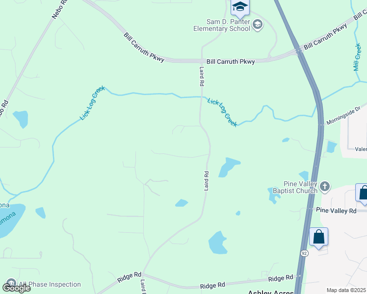 map of restaurants, bars, coffee shops, grocery stores, and more near 1206 Laird Road in Hiram