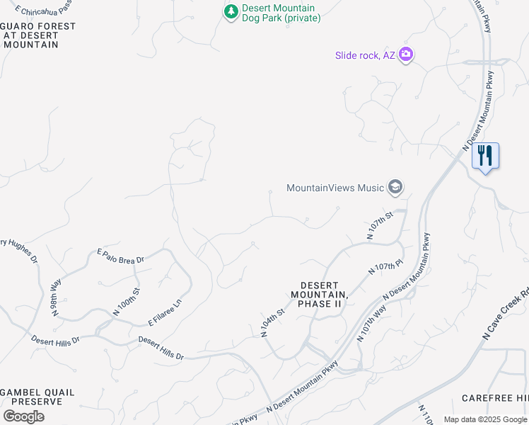 map of restaurants, bars, coffee shops, grocery stores, and more near 40160 North 105th Place in Scottsdale