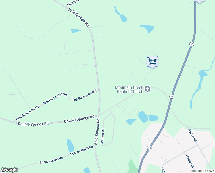 map of restaurants, bars, coffee shops, grocery stores, and more near 2285 Bold Springs Road in Monroe