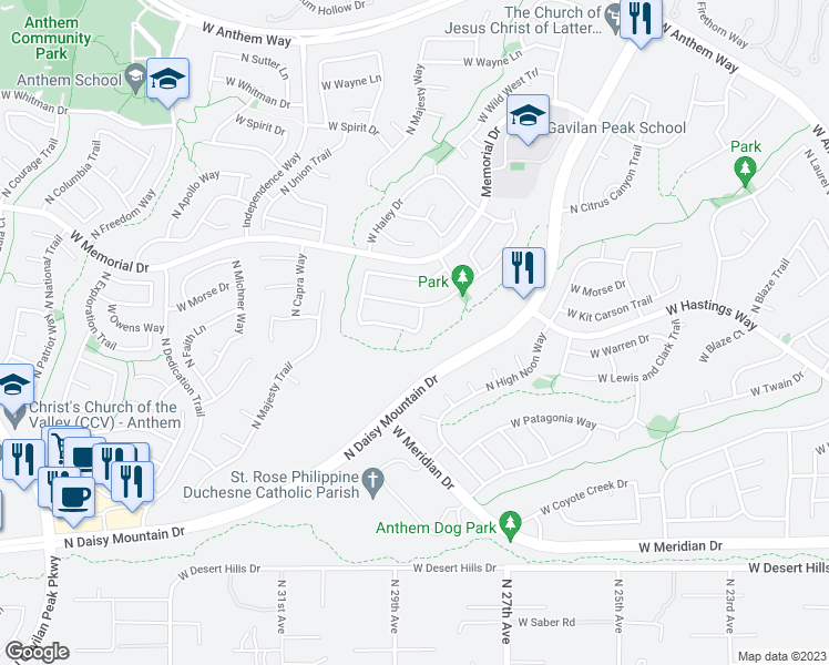 map of restaurants, bars, coffee shops, grocery stores, and more near 2900 West Owens Way in New River