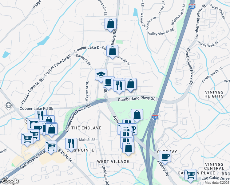 map of restaurants, bars, coffee shops, grocery stores, and more near 2108 Monhegan Way in Smyrna