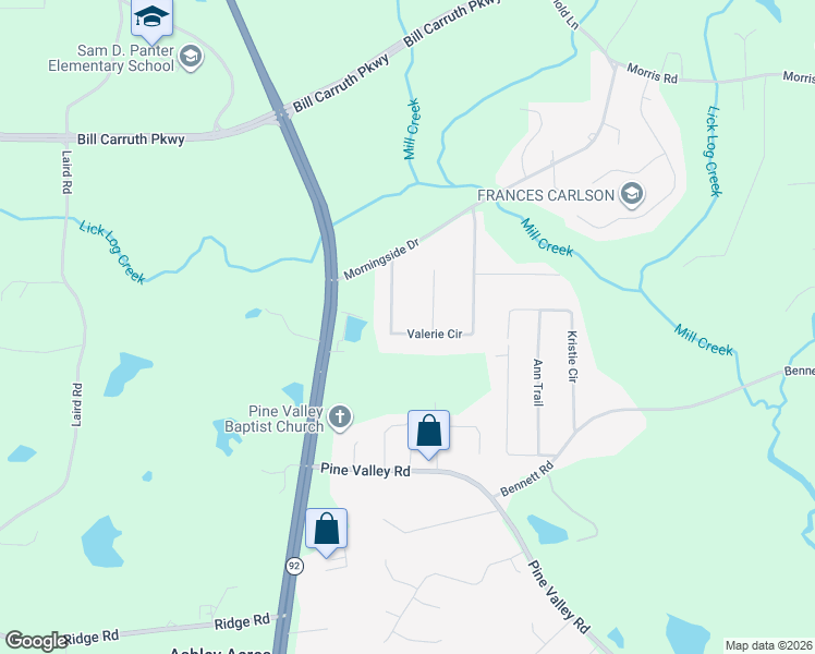 map of restaurants, bars, coffee shops, grocery stores, and more near 219 Valerie Circle in Hiram
