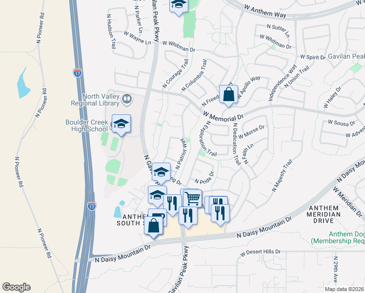 map of restaurants, bars, coffee shops, grocery stores, and more near 40306 North National Trail in New River