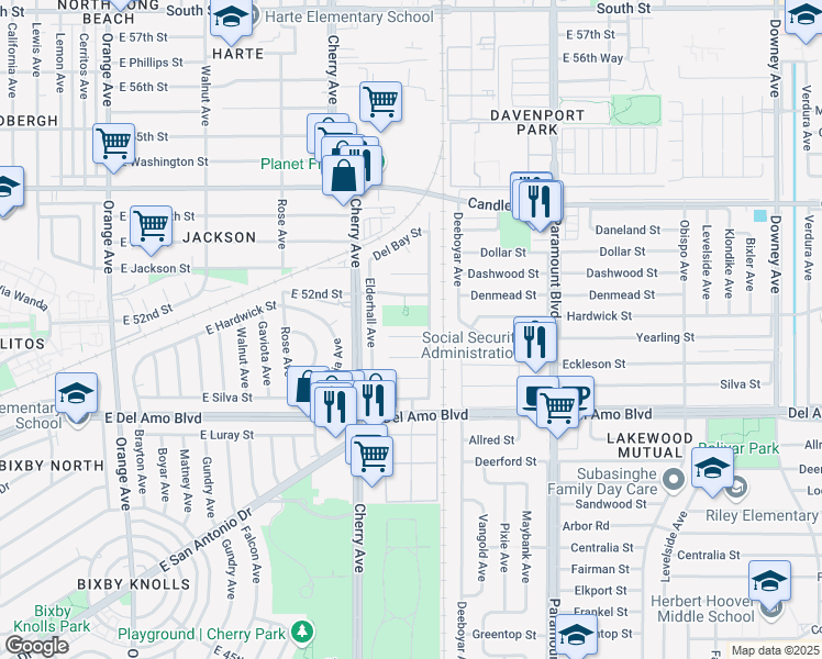 map of restaurants, bars, coffee shops, grocery stores, and more near 2203 Lark Bay Lane in Lakewood