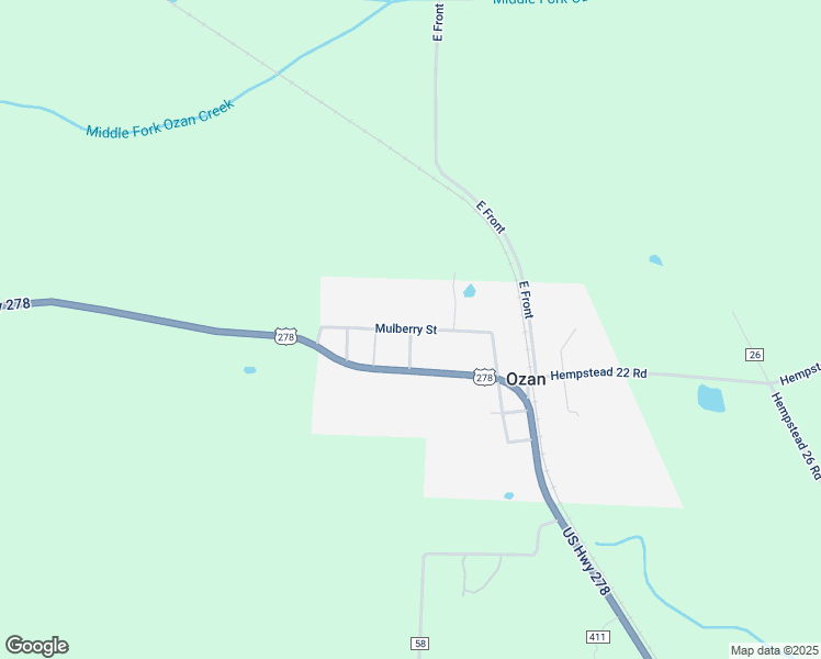 map of restaurants, bars, coffee shops, grocery stores, and more near Mulberry Street in Ozan
