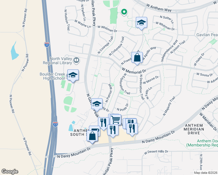 map of restaurants, bars, coffee shops, grocery stores, and more near 40306 North National Trail in New River