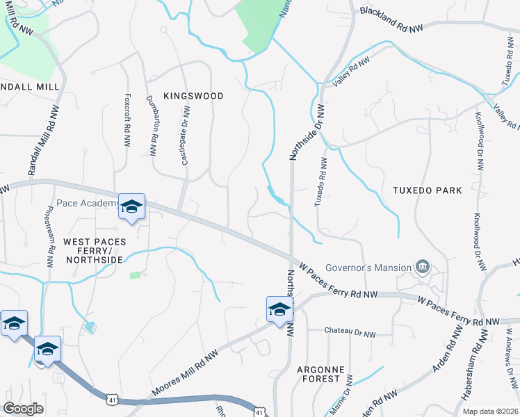 map of restaurants, bars, coffee shops, grocery stores, and more near 854 West Paces Ferry Road Northwest in Atlanta