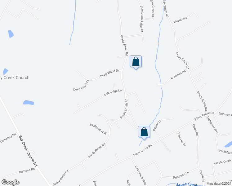 map of restaurants, bars, coffee shops, grocery stores, and more near 3104 Oak Ridge Lane in Loganville