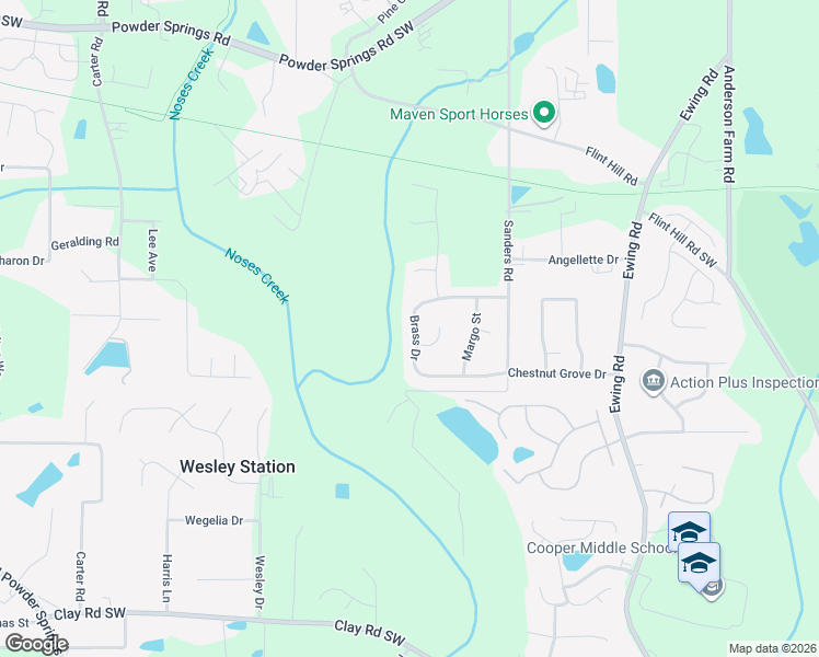 map of restaurants, bars, coffee shops, grocery stores, and more near 3039 Brass Dr in Austell