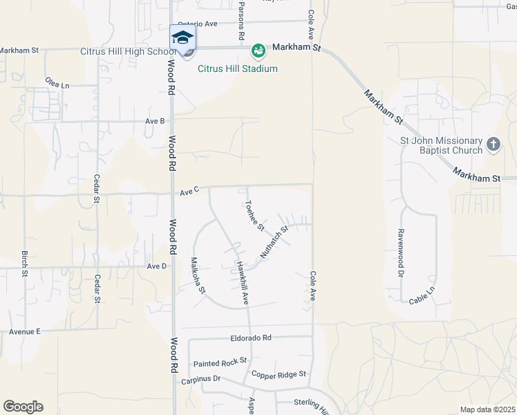 map of restaurants, bars, coffee shops, grocery stores, and more near 18558 Toehee Street in Perris