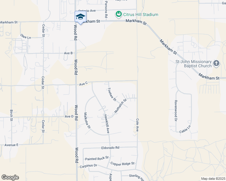 map of restaurants, bars, coffee shops, grocery stores, and more near 18558 Toehee Street in Perris