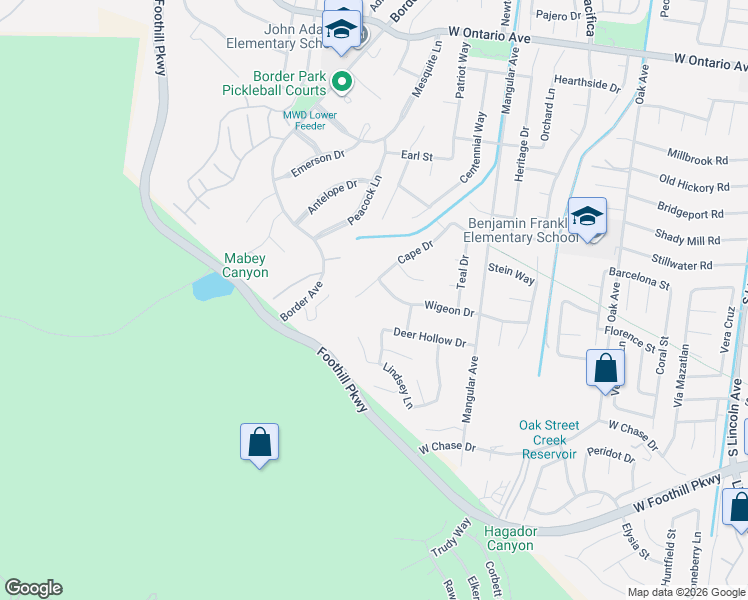 map of restaurants, bars, coffee shops, grocery stores, and more near 2867 Cape Drive in Corona