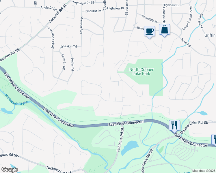 map of restaurants, bars, coffee shops, grocery stores, and more near 4253 Parkside Drive in Smyrna