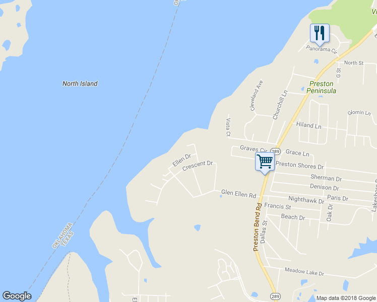 map of restaurants, bars, coffee shops, grocery stores, and more near 27 Ellen Drive in Pottsboro