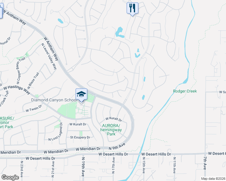 map of restaurants, bars, coffee shops, grocery stores, and more near 1731 West Morse Drive in New River