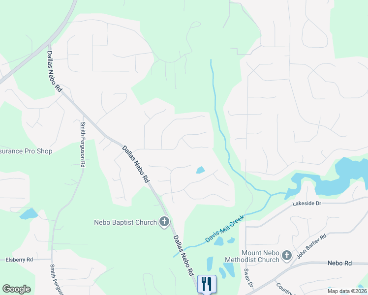 map of restaurants, bars, coffee shops, grocery stores, and more near 32 Camden Woods Place in Dallas
