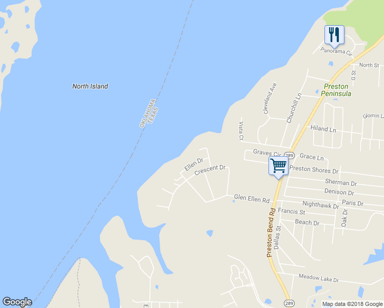 map of restaurants, bars, coffee shops, grocery stores, and more near 179 Darwin Avenue in Pottsboro