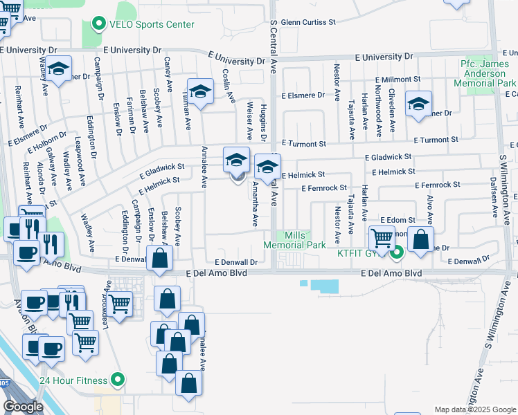 map of restaurants, bars, coffee shops, grocery stores, and more near 1238 Sultan Circle in Carson