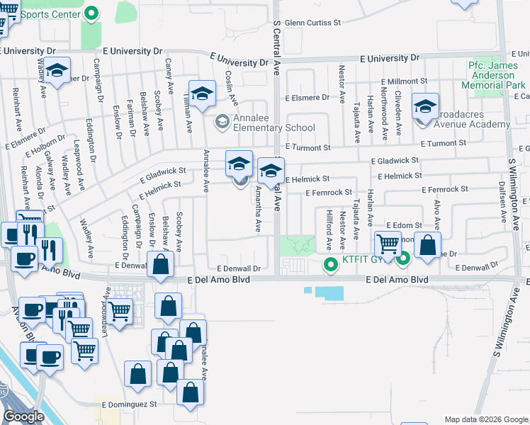 map of restaurants, bars, coffee shops, grocery stores, and more near 1242 Sultan Circle in Carson