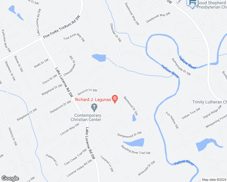 map of restaurants, bars, coffee shops, grocery stores, and more near 1511 Bentwood Drive Southwest in Lilburn