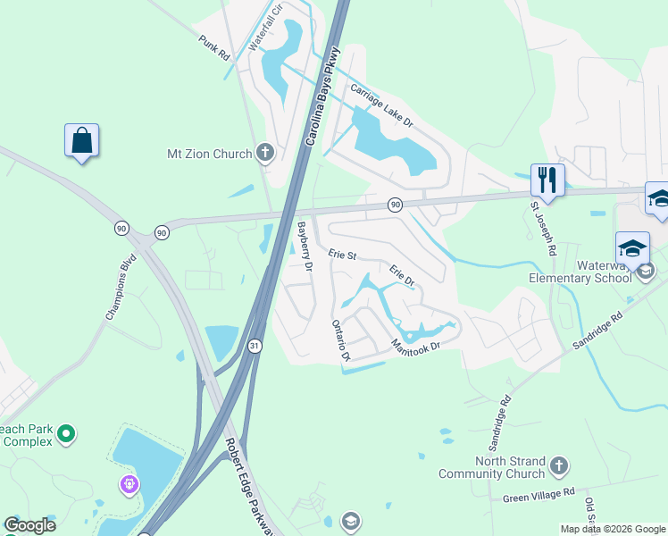 map of restaurants, bars, coffee shops, grocery stores, and more near 4373 Erie Drive in Little River