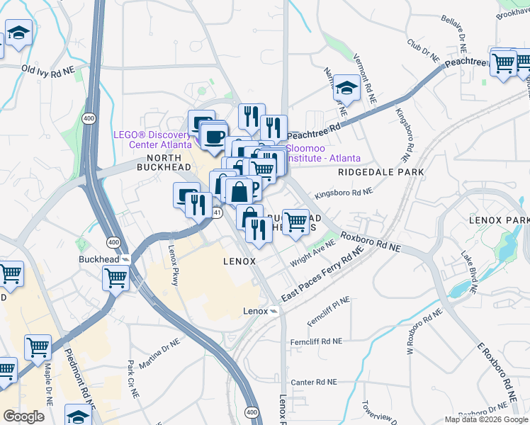 map of restaurants, bars, coffee shops, grocery stores, and more near 8 Prichard Way Northeast in Atlanta