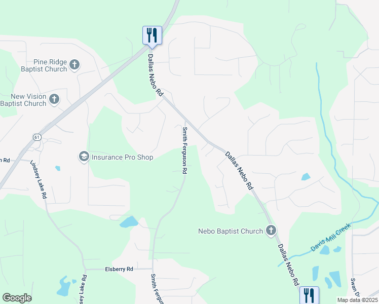 map of restaurants, bars, coffee shops, grocery stores, and more near 175 Smith Ferguson Road in Dallas