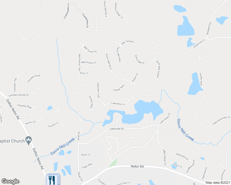 map of restaurants, bars, coffee shops, grocery stores, and more near 179 Poplar Way in Dallas