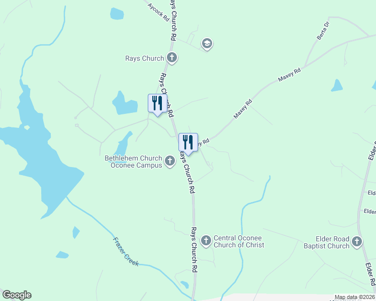 map of restaurants, bars, coffee shops, grocery stores, and more near 1771 Rays Church Road in Bishop
