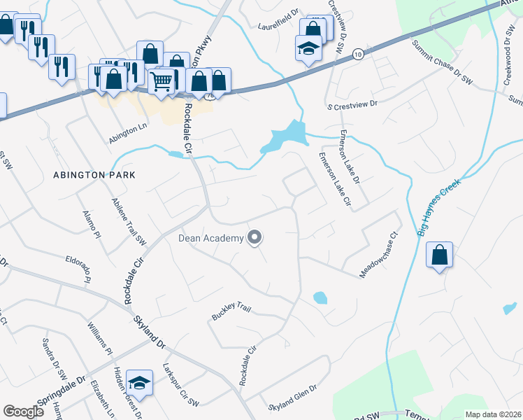map of restaurants, bars, coffee shops, grocery stores, and more near 1794 Rockdale Circle in Snellville