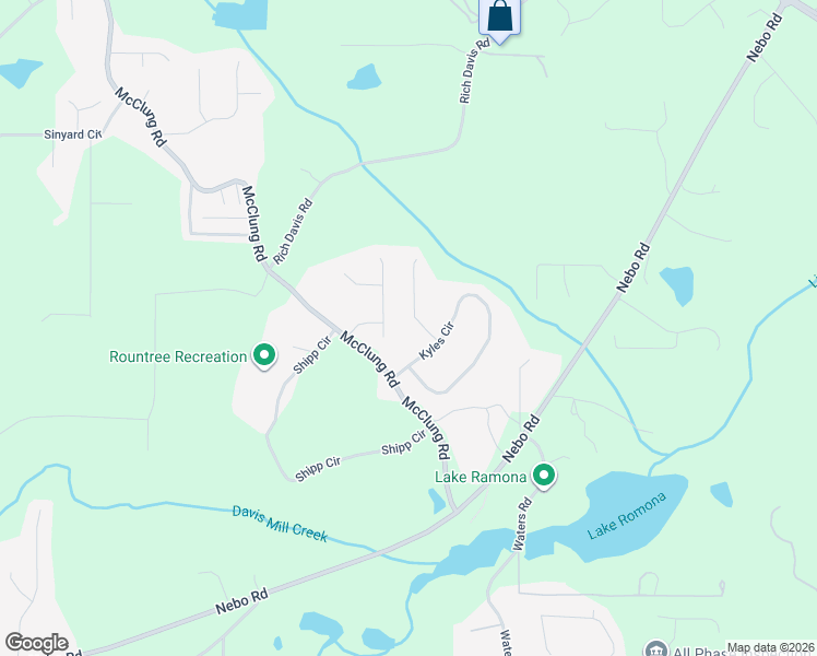 map of restaurants, bars, coffee shops, grocery stores, and more near 69 Mary Dean Lane in Hiram
