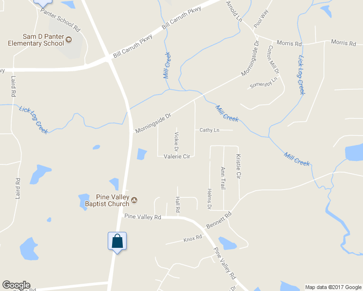 map of restaurants, bars, coffee shops, grocery stores, and more near 60 Vickie Drive in Hiram