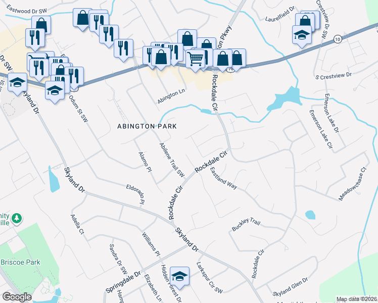 map of restaurants, bars, coffee shops, grocery stores, and more near 1918 Walden Park Drive in Snellville