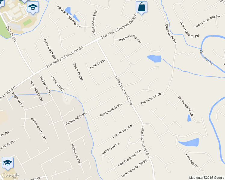 map of restaurants, bars, coffee shops, grocery stores, and more near 4532 Ridgeland Drive Southwest in Lilburn